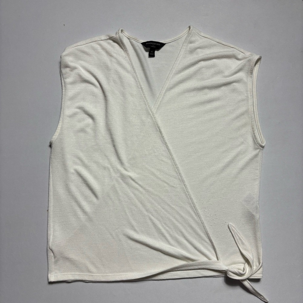 Banana Republic Ivory Asymmetrical Top One Shoulder Tie Waist Women M